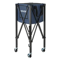VEVOR 2-in-1 Tennis & Pickleball Hopper, with Pickup Tube, Foldable Pickleball Basket Cart with with Wheels, Holds 150 Tennis Balls or 260 Pickleballs, Portable Pickleball Caddy Holder, for Training