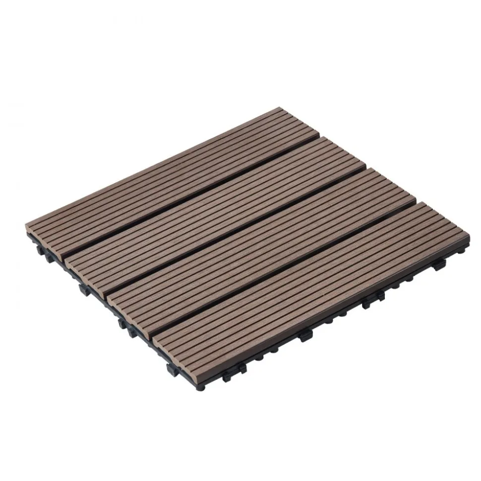 VEVOR Interlocking Deck Tiles Plastic Wood, 27 Pack,12"x12" 27 sq. ft Waterproof Outdoor Flooring All Weather Use, Patio Floor Decking Covering Tiles for Porch Poolside Balcony Backyard, Dark Brown