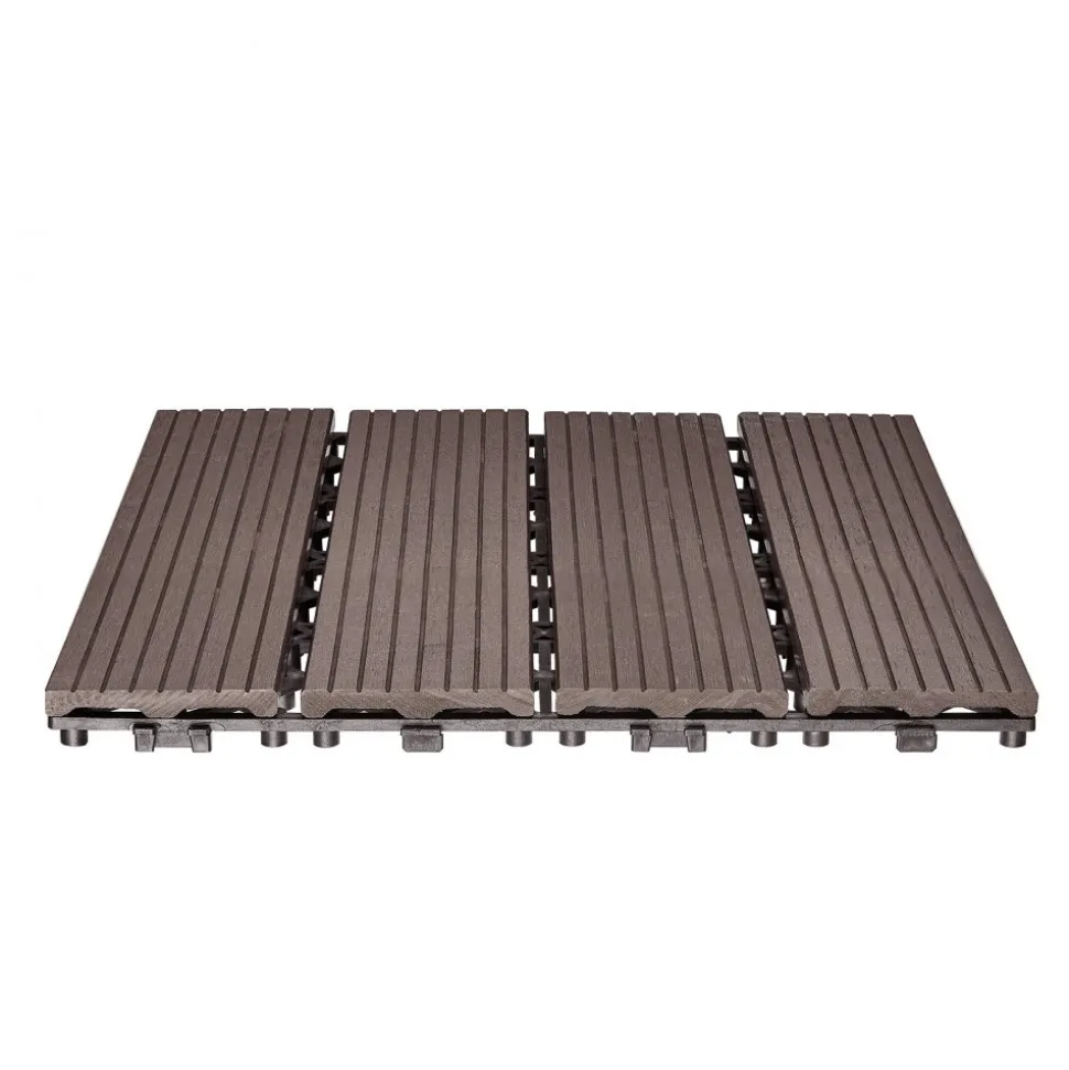 VEVOR Interlocking Deck Tiles Plastic Wood, 27 Pack,12"x12" 27 sq. ft Waterproof Outdoor Flooring All Weather Use, Patio Floor Decking Covering Tiles for Porch Poolside Balcony Backyard, Dark Brown