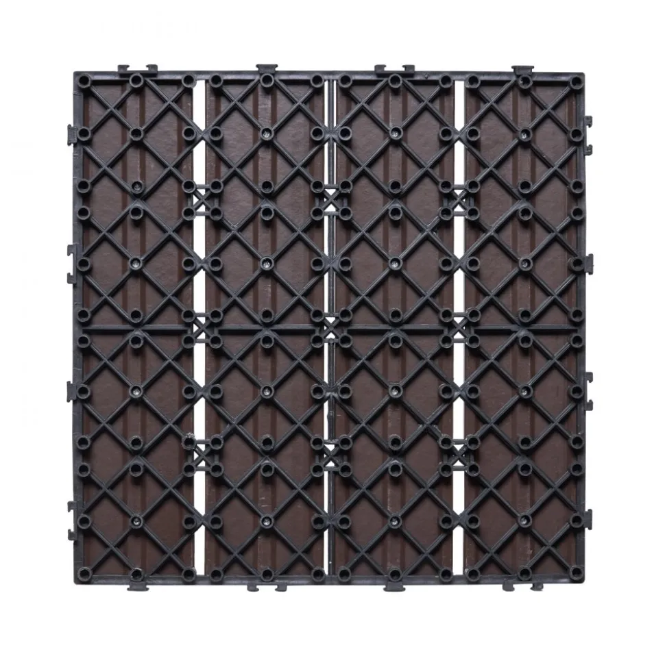VEVOR Interlocking Deck Tiles Plastic Wood, 27 Pack,12"x12" 27 sq. ft Waterproof Outdoor Flooring All Weather Use, Patio Floor Decking Covering Tiles for Porch Poolside Balcony Backyard, Dark Brown
