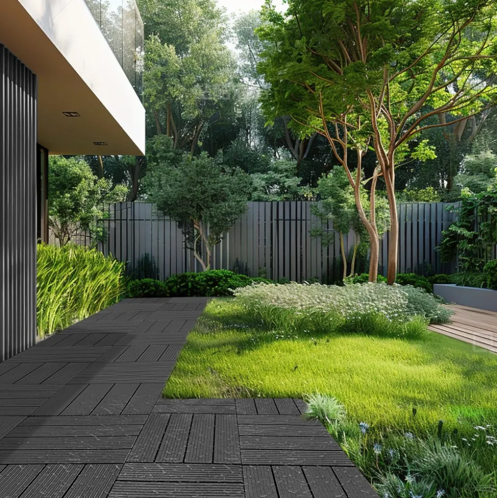VEVOR Interlocking Deck Tiles, 54 Pack,12"x12" 54 sq. ft Plastic Waterproof Outdoor Flooring All Weather Use, Patio Floor Decking Covering Tiles for Porch Poolside Balcony Backyard, Dark Grey