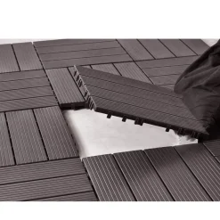 VEVOR Interlocking Deck Tiles Plastic Wood, 10 Pack,12"x12" 10 sq. ft Waterproof Outdoor Flooring All Weather Use, Patio Floor Decking Covering Tiles for Porch Poolside Balcony Backyard, Dark Brown