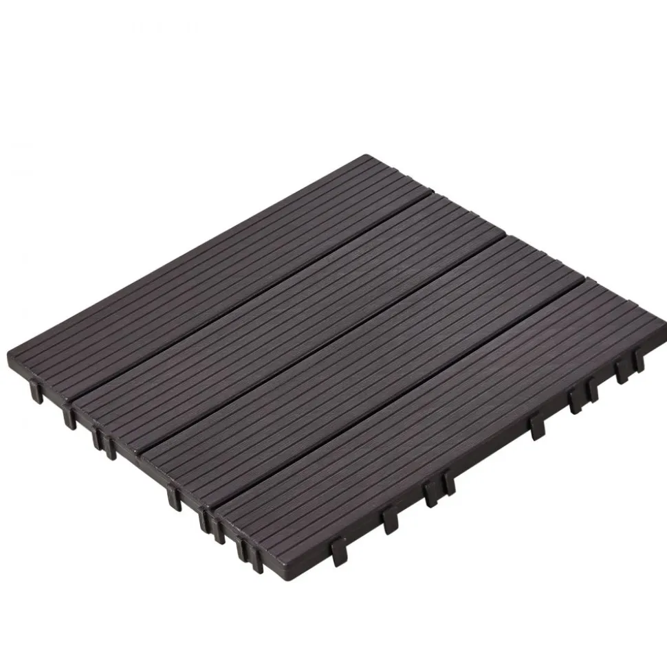 VEVOR Interlocking Deck Tiles, 10 Pack,12"x12" 10 sq. ft Plastic Waterproof Outdoor Flooring All Weather Use, Patio Floor Decking Covering Tiles for Porch Poolside Balcony Backyard, Dark Brown