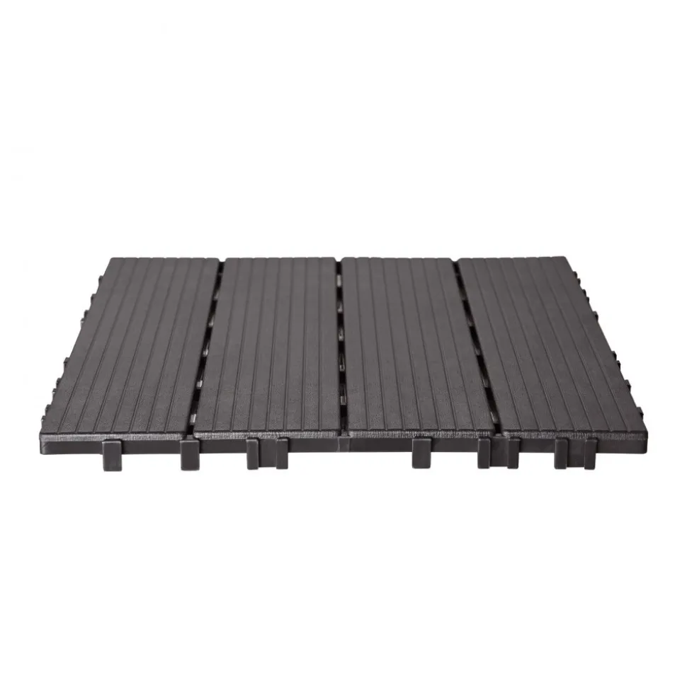 VEVOR Interlocking Deck Tiles, 36 Pack,11.6"x11.6" 36 sq. ft Plastic Waterproof Outdoor Flooring All Weather Use, Patio Floor Decking Covering Tiles for Porch Poolside Balcony Backyard, Dark Grey