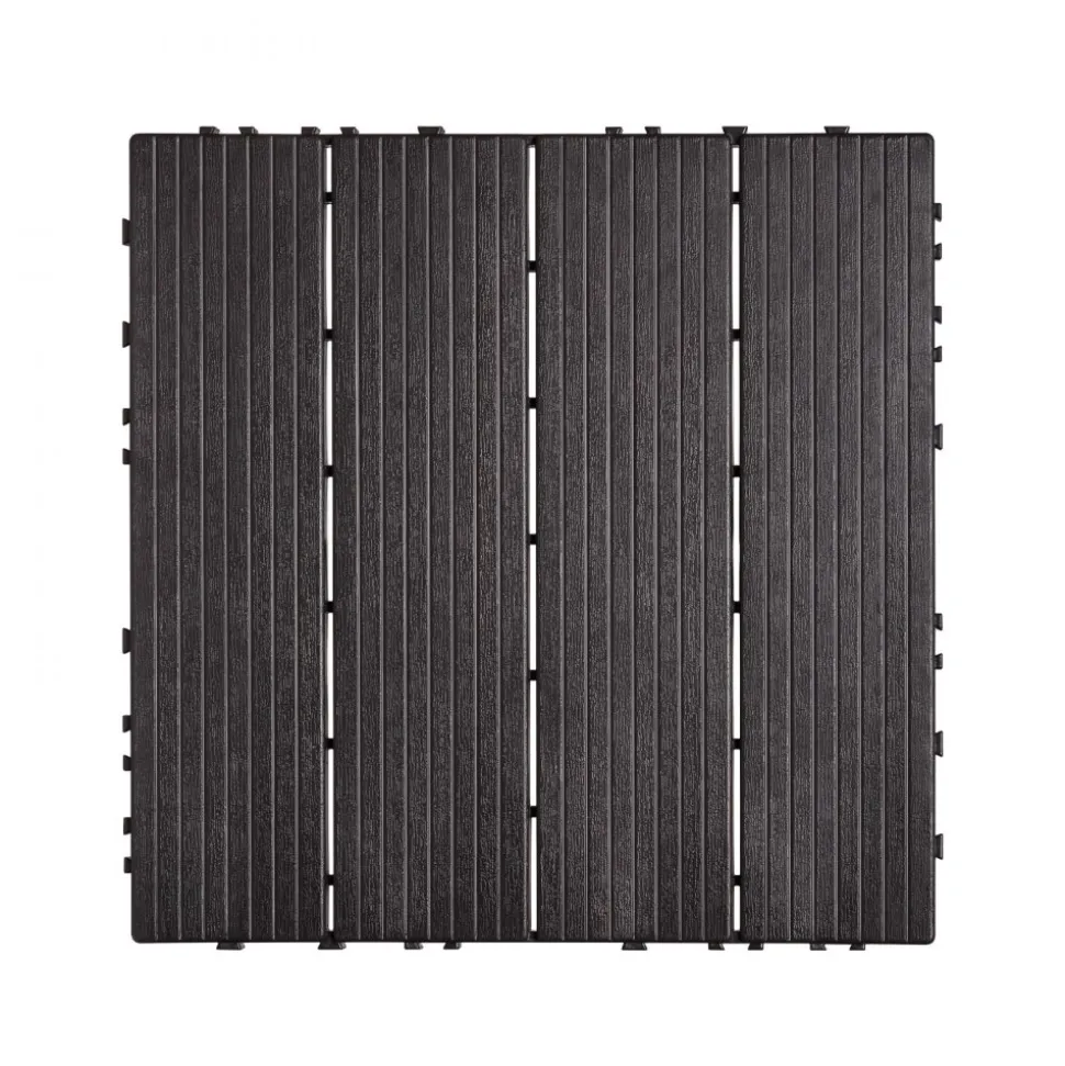 VEVOR Interlocking Deck Tiles, 36 Pack,11.6"x11.6" 36 sq. ft Plastic Waterproof Outdoor Flooring All Weather Use, Patio Floor Decking Covering Tiles for Porch Poolside Balcony Backyard, Dark Grey