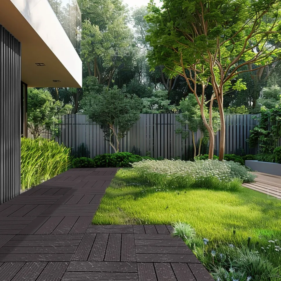 VEVOR Interlocking Deck Tiles, 36 Pack,11.6"x11.6" 36 sq. ft Plastic Waterproof Outdoor Flooring All Weather Use, Patio Floor Decking Covering Tiles for Porch Poolside Balcony Backyard, Dark Grey