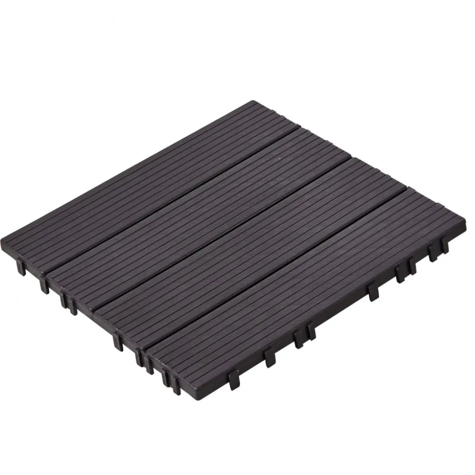 VEVOR Interlocking Deck Tiles, 36 Pack,11.6"x11.6" 36 sq. ft Plastic Waterproof Outdoor Flooring All Weather Use, Patio Floor Decking Covering Tiles for Porch Poolside Balcony Backyard, Dark Grey