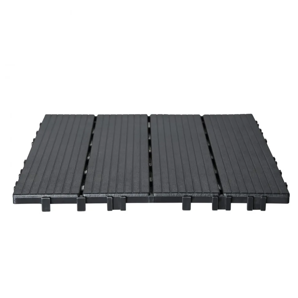 VEVOR Interlocking Deck Tiles, 10 Pack,12"x12" 10 sq. ft Plastic Waterproof Outdoor Flooring All Weather Use, Patio Floor Decking Covering Tiles for Porch Poolside Balcony Backyard, Dark Grey