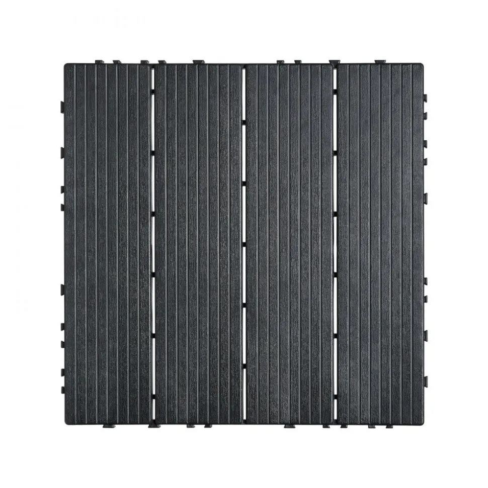 VEVOR Interlocking Deck Tiles, 10 Pack,12"x12" 10 sq. ft Plastic Waterproof Outdoor Flooring All Weather Use, Patio Floor Decking Covering Tiles for Porch Poolside Balcony Backyard, Dark Grey