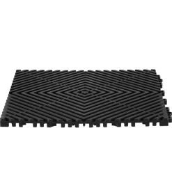 VEVOR Interlocking Drainage Mat, 12” x 12” Modular Interlocking Cushion, 50 Pcs Splicing Drainage Mats, Non-Slip Black PP Drainage Floor Tile and Shower Mat, for Garage, Garden, Kitchen & Outdoor