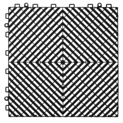 VEVOR Interlocking Drainage Mat, 12” x 12” Modular Interlocking Cushion, 50 Pcs Splicing Drainage Mats, Non-Slip Black PP Drainage Floor Tile and Shower Mat, for Garage, Garden, Kitchen & Outdoor