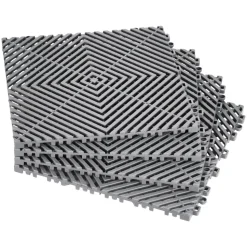 VEVOR Interlocking Drainage Mat, 12” x 12” Modular Interlocking Cushion, 50 Pcs Splicing Drainage Mats, Non-Slip Gray PP Drainage Floor Tile and Shower Mat, for Garage, Garden, Kitchen & Outdoor