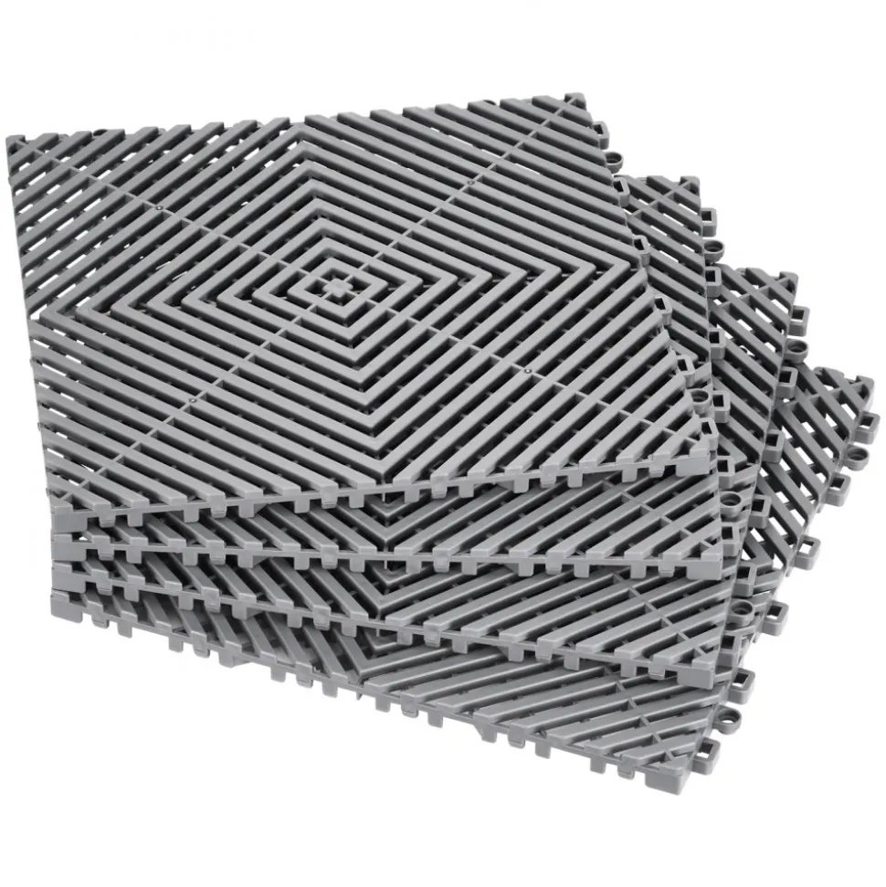 VEVOR Interlocking Drainage Mat, 12” x 12” Modular Interlocking Cushion, 55 Pcs Splicing Drainage Mats, Non-Slip Gray PP Drainage Floor Tile and Shower Mat, for Garage, Garden, Kitchen & Outdoor