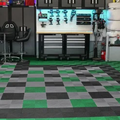 VEVOR Interlocking Drainage Mat, 12” x 12” Modular Interlocking Cushion, 55 Pcs Splicing Drainage Mats, Non-Slip Gray PP Drainage Floor Tile and Shower Mat, for Garage, Garden, Kitchen & Outdoor