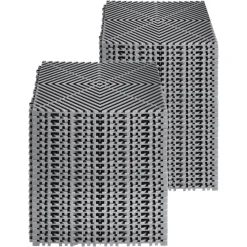 VEVOR Interlocking Drainage Mat, 12” x 12” Modular Interlocking Cushion, 55 Pcs Splicing Drainage Mats, Non-Slip Gray PP Drainage Floor Tile and Shower Mat, for Garage, Garden, Kitchen & Outdoor