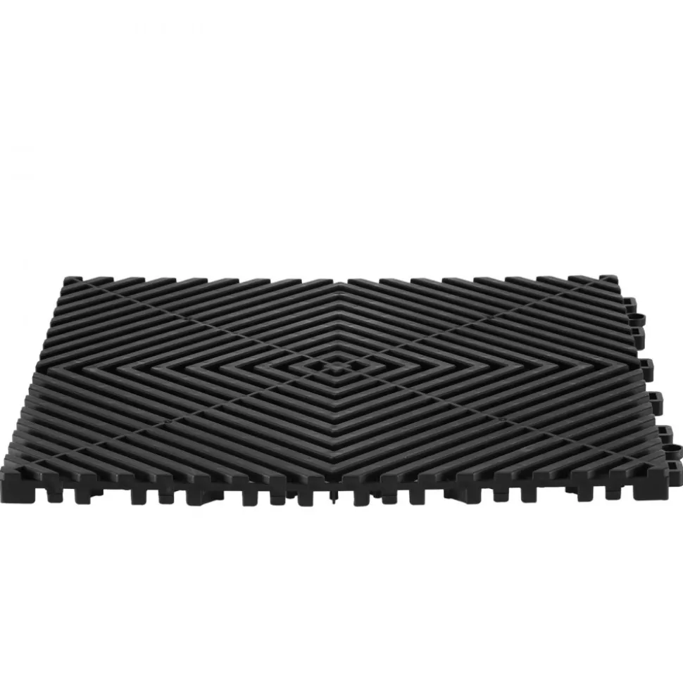 VEVOR Interlocking Drainage Mat, 50 Pcs Modular Interlocking Cushion, 12” x 12” Splicing Drainage Mats, Non-Slip Green PP Drainage Floor Tile and Shower Mat, for Garage, Garden, Kitchen & Outdoor