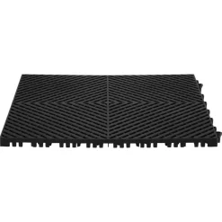 VEVOR Interlocking Drainage Mat, 15.7” x 15.7” Modular Interlocking Cushion, 24 Pcs Splicing Drainage Mats, Non-Slip Black PP Drainage Floor Tile and Shower Mat, for Garage, Garden, Kitchen & Outdoor