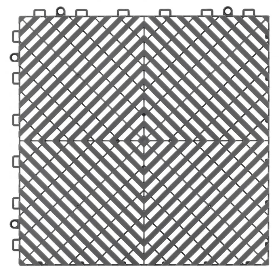 VEVOR Interlocking Drainage Mat, 12” x 12” Modular Interlocking Cushion, 24 Pcs Splicing Drainage Mats, Non-Slip Gray PP Drainage Floor Tile and Shower Mat, for Garage, Garden, Kitchen & Outdoor