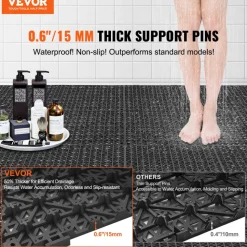 VEVOR Interlocking Tile 50PCS Black, Drainage Tiles 12