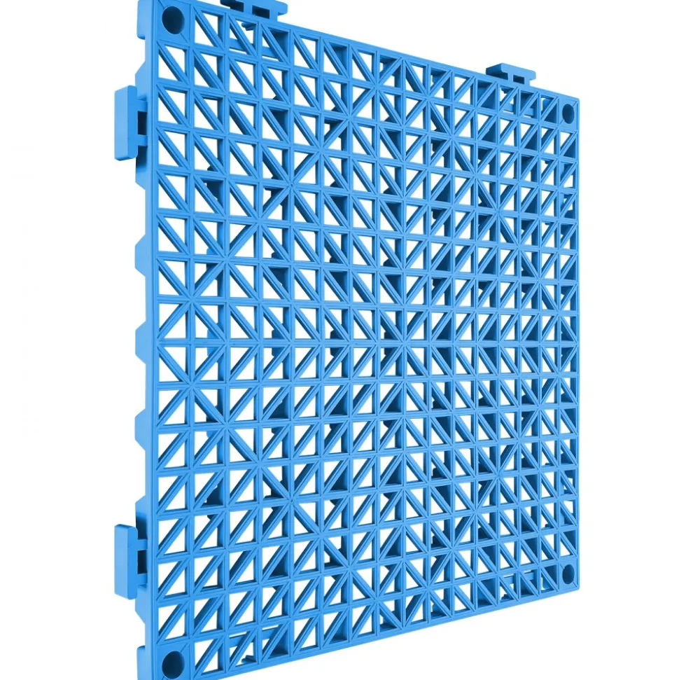 VEVOR Interlocking Tile 55PCS Blue, Drainage Tiles 12" x 12" Splicing, Soft PVC Interlocking Drainage Floor Tiles, Non-Slip Drainage Holes for Restroom, Bathroom, Kitchen, Pool, Wet Areas, Blue