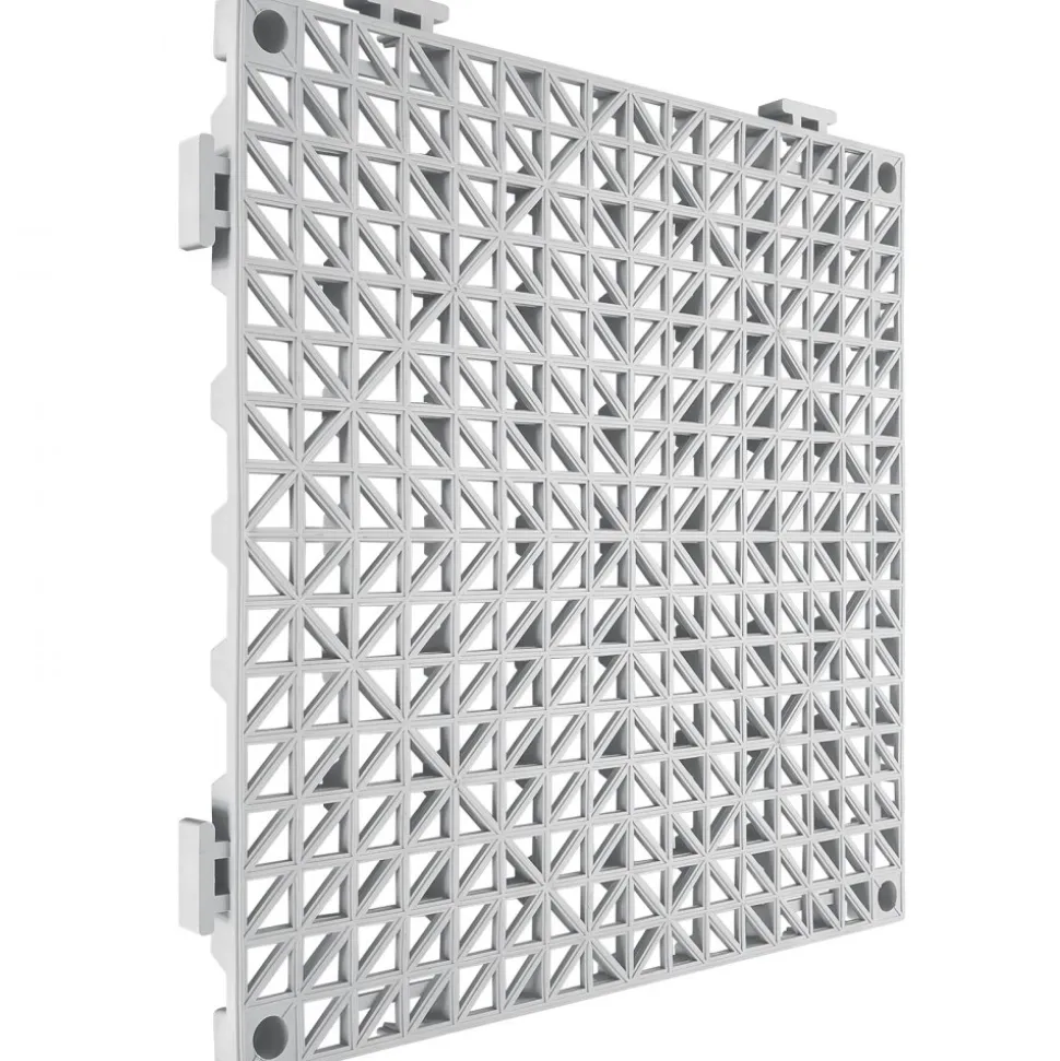 VEVOR Interlocking Tile 50PCS Gray, Drainage Tiles 12" x 12" Splicing, Soft PVC Interlocking Drainage Floor Tiles, Non-Slip Drainage Holes for Restroom, Bathroom, Kitchen, Pool, Wet Areas