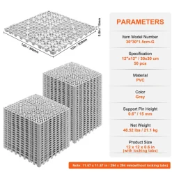VEVOR Interlocking Tile 50PCS Gray, Drainage Tiles 12