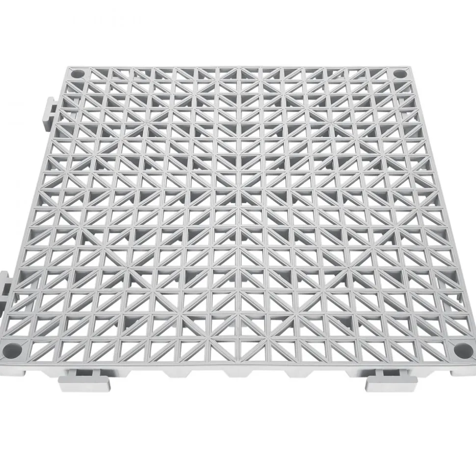 VEVOR Interlocking Tile 55PCS Grey, Drainage Tiles 12" x 12"x 0.6 Splicing, Soft PVC Interlocking Floor Tiles, Non-Slip Drainage Holes for Restroom, Bathroom, Kitchen, Pool, Wet Area