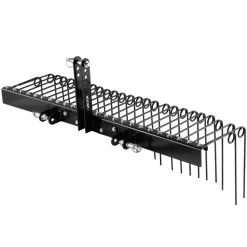 VEVOR 60 in Tow Behind Landscape Rake, 3 Point Hitch Lawn Dethatcher Rake, 26 Spring Steel Tines, for Category 1 Tractors, Heavy Duty & Rust-Resistant Rakes Tractor Attachments for Leaves Pine Needles