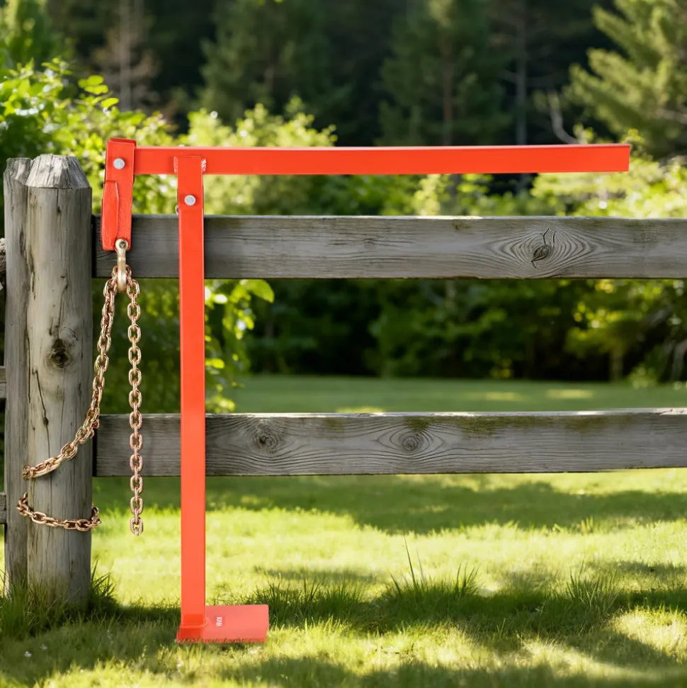 VEVOR 32 in T Post Puller, Heavy Duty Fence Post Puller with 43 in Lifting Chain, Rust-Resistant Steel, Labor-Saving T-Post Remover Tool for Round Fence Posts, Sign Posts & Tree Stumps