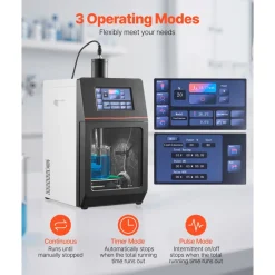 VEVOR 2 in 1 Ultrasonic Homogenizer, 2000W Power, 20KHz Frequency, 0.79 inch Titanium Alloy Probe, Continuous, Timer and Pulse Three Modes, Noise Reduction, Sonicator Processor Cell Disruptor Mixer