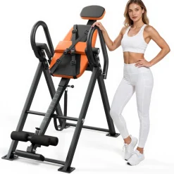 VEVOR Inversion Table, 300 lbs Capacity Heavy Duty Back Inverter Stretcher, Inverted Table with Dual-Roller Locking, Decompression Tables for Shoulders, Neck, Back, Multi-Angle Adjustable Tether Strap