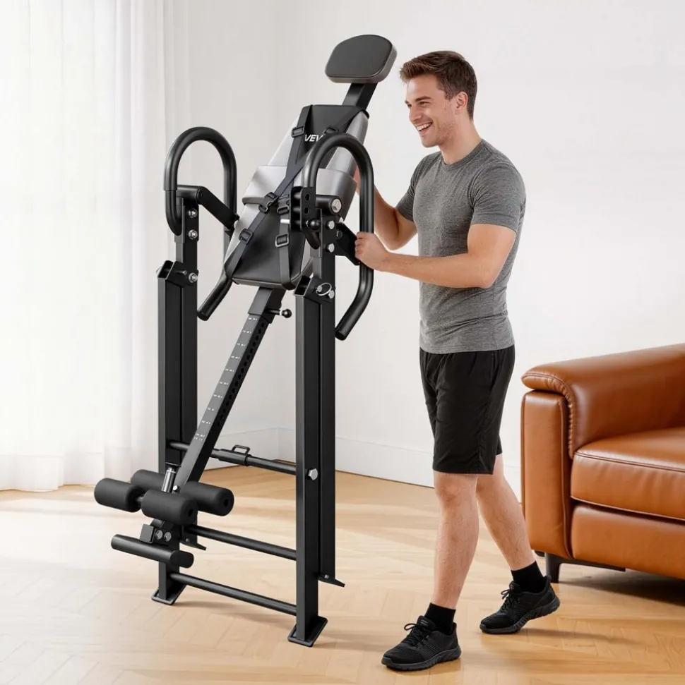 VEVOR Inversion Table, 300 lbs Capacity Heavy Duty Back Inverter Stretcher, Inverted Table with Stable Structure, Dual-Roller Locking, Decompression Tables for Shoulders, Neck, Back, Knees