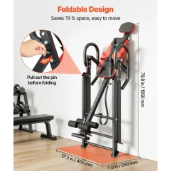 VEVOR Inversion Table, 300 lbs Capacity Heavy Duty Inverted Table, Back Inverter Stretcher with Dual-Roller Locking, Decompression Tables for Shoulders, Neck, Back, Multi-Angle Adjustable Tether Strap