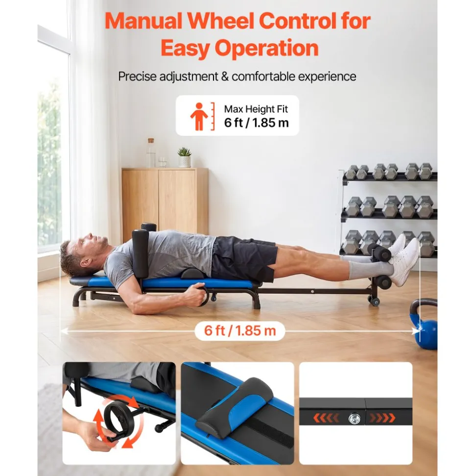 VEVOR Inversion Table, 350 lbs Capacity Heavy Duty Back Inverter Stretcher, Inverted Table with Stable Structure, Adjustable Armrests, Decompression Tables for Shoulders, Neck, Back, Knees