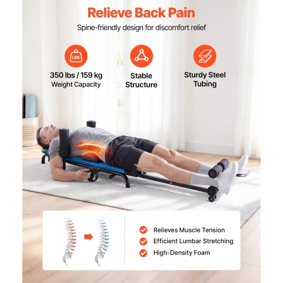 VEVOR Inversion Table, 350 lbs Capacity Heavy Duty Back Inverter Stretcher, Inverted Table with Stable Structure, Adjustable Armrests, Decompression Tables for Shoulders, Neck, Back, Knees