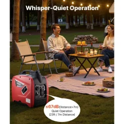 VEVOR Inverter Generator, 2900W Peak Watt Quiet Inverter Generator, Portable Inverters Generators for Home Use, Gas Powered, Compact and Lightweight Design - Stable Power, CO Sensor, Long Run Time