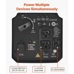 VEVOR Inverter Generator, 4200W Peak Watt Quiet Inverter Generator, Dual Fuel Inverters Generators for Home Outdoor, Gas & LPG Powered, Stable Power, CO Sensor, RV Ready 8.3A Outlet, Long Run Time