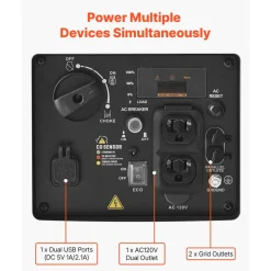 VEVOR Inverter Generator, 2300W Rated Power Quiet Inverter Generator, Portable Inverters Generators for Home Use, Gas Powered, Compact and Lightweight Design - Stable Power, CO Sensor, Long Run Time