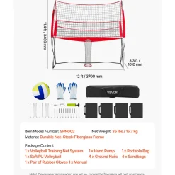 VEVOR 2-in-1 Volleyball Training Net System, Freely Height-Adjustable Practice Equipment with Ball Return, Portable Net Station, Easy Setup for Backyard Indoor Outdoor Serving Spiking Improve Accuracy