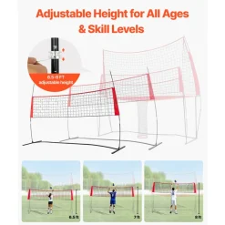 VEVOR 2-in-1 Volleyball Training Net System, Freely Height-Adjustable Practice Equipment with Ball Return, Portable Net Station, Easy Setup for Backyard Indoor Outdoor Serving Spiking Improve Accuracy