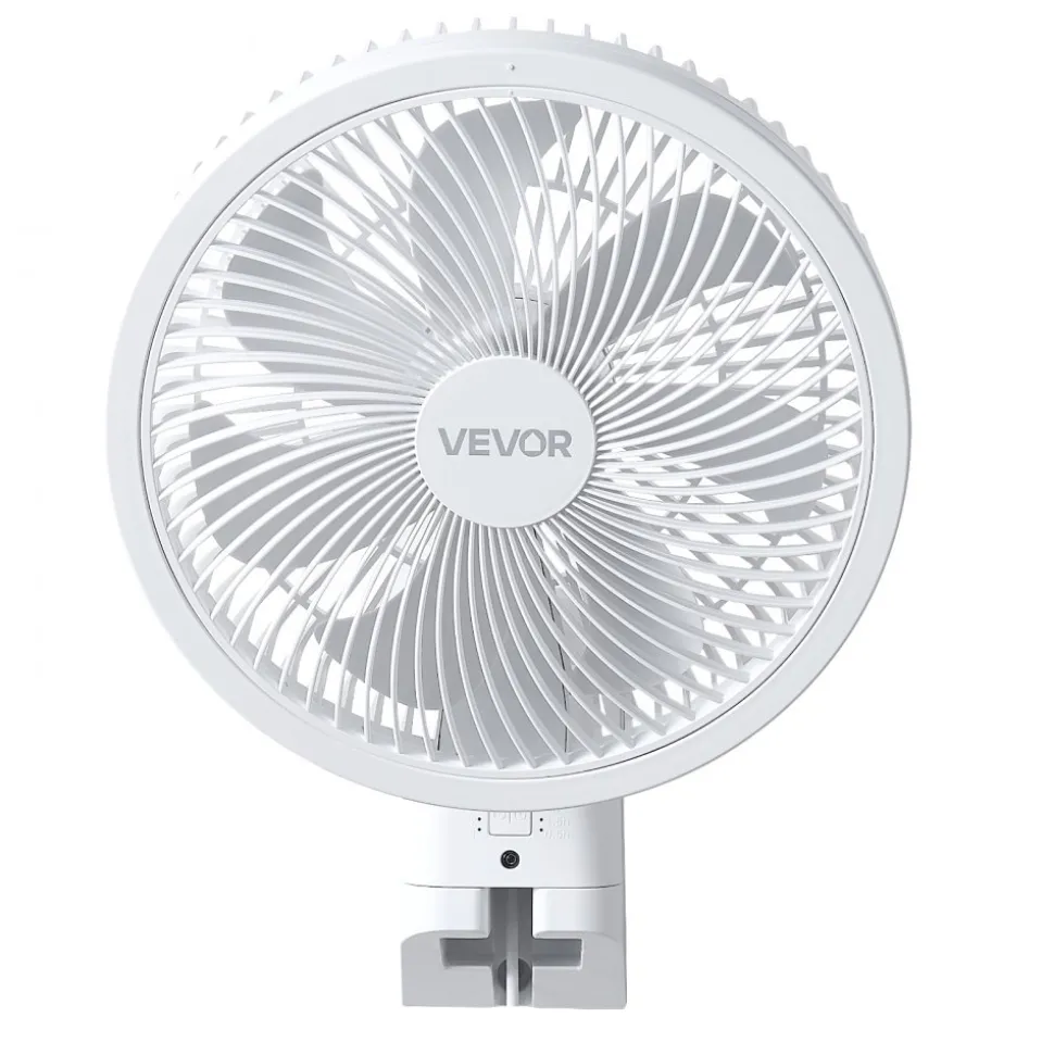 VEVOR 8.5 in Wall Mount Fan, Oscillating Hanging Fan with Remote Control, 10 ft Powerful Airflow, DC Motor, 4 Speeds & Timer, Auto 90° Horizontal & Manual Vertical Tilt, Ideal for Home, Office, RV