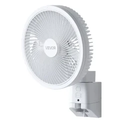 VEVOR 8.5 in Wall Mount Fan, Oscillating Hanging Fan with Remote Control, 10 ft Powerful Airflow, DC Motor, 4 Speeds & Timer, Auto 90° Horizontal & Manual Vertical Tilt, Ideal for Home, Office, RV
