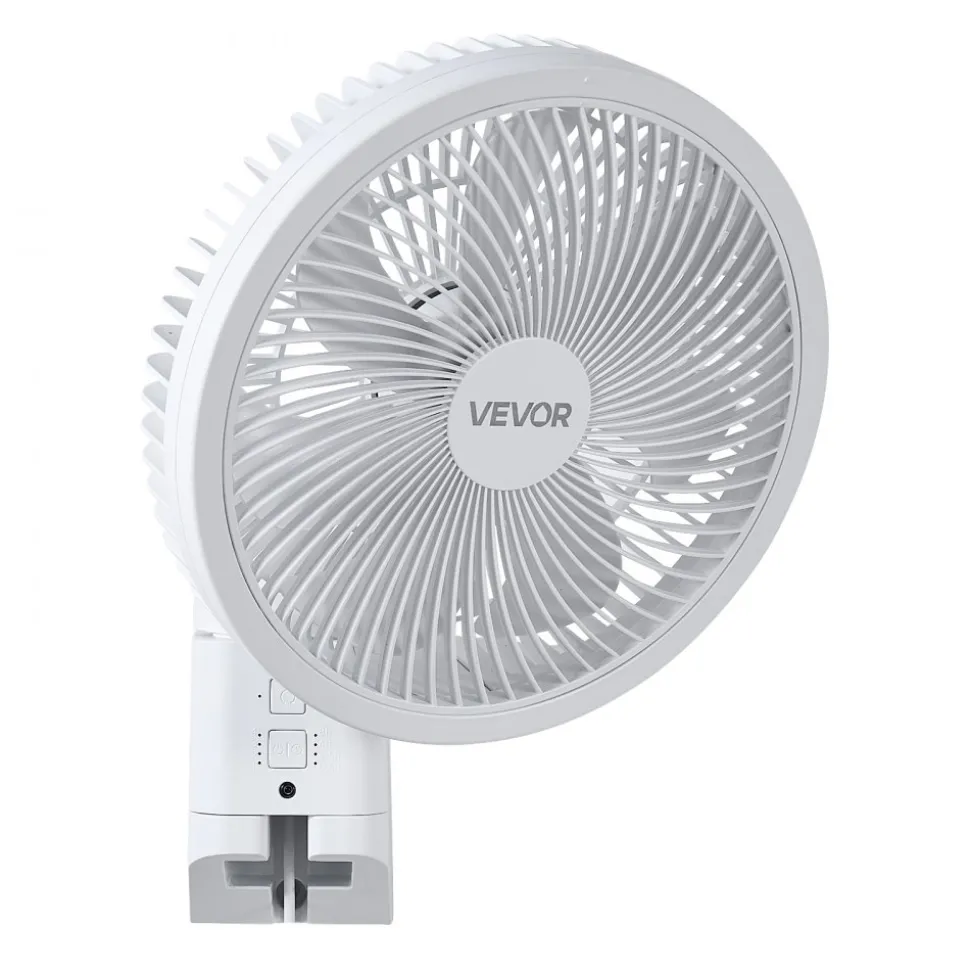 VEVOR 8.5 in Wall Mount Fan, Oscillating Hanging Fan with Remote Control, 10 ft Powerful Airflow, DC Motor, 4 Speeds & Timer, Auto 90° Horizontal & Manual Vertical Tilt, Ideal for Home, Office, RV