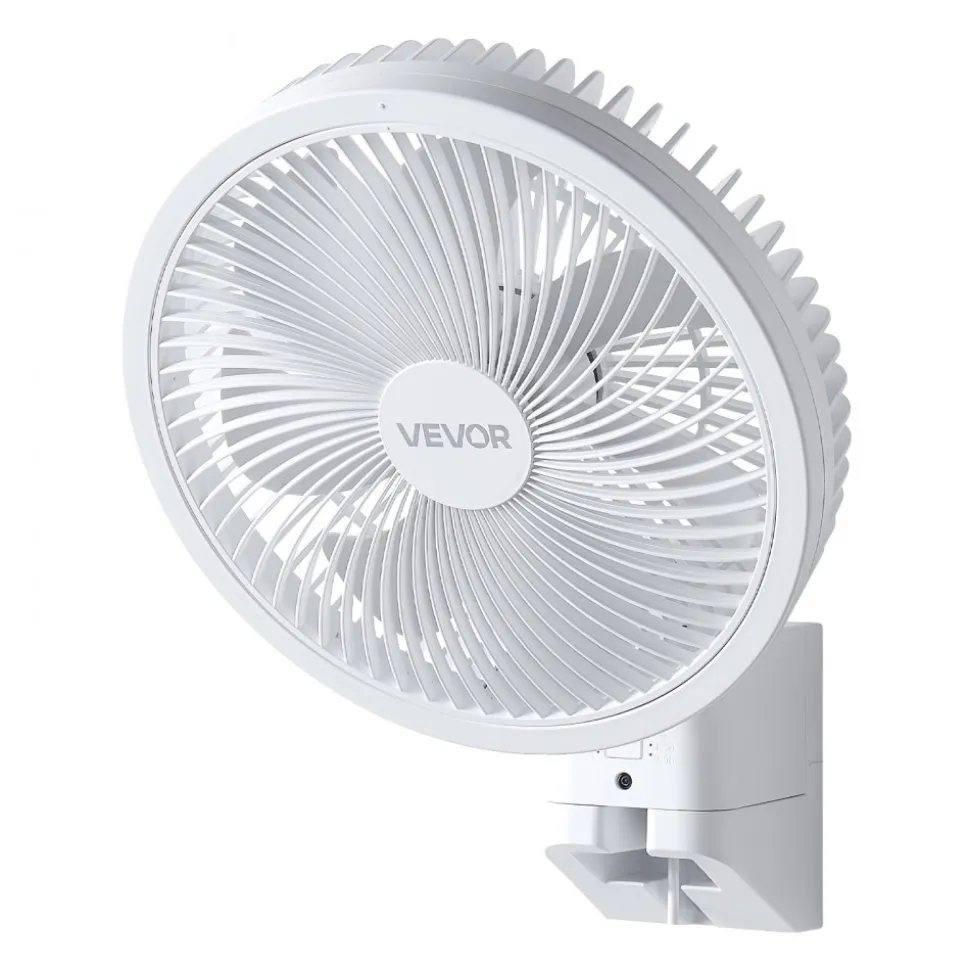 VEVOR 8.5 in Wall Mount Fan, Oscillating Hanging Fan with Remote Control, 10 ft Powerful Airflow, DC Motor, 4 Speeds & Timer, Auto 90° Horizontal & Manual Vertical Tilt, Ideal for Home, Office, RV
