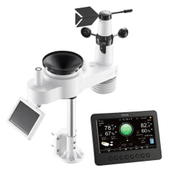 VEVOR 7-in-1 Wi-Fi Weather Station, 7-Inch TFT Display, Wireless Solar Powered Outdoor Sensor, Rain Gauge, Indoor Outdoor for Weather Forecast, Wind Speed Direction, Temperature, Humidity, Rainfall
