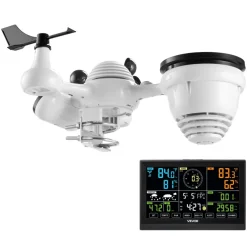 VEVOR 7-in-1 Wi-Fi Weather Station, 7.5-Inch VA Display, Solar Powered Wireless Outdoor Sensor, Home Weather Station Indoor Outdoor, for Temperature, Humidity, Wind Speed/Direction, Rainfall, No APP
