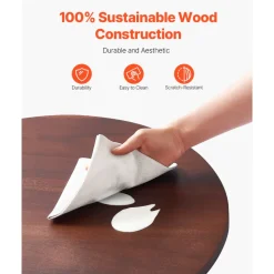 VEVOR 24 in Wood Lazy Susan Turntable, 360° Rotation Round Clear Tabletop Rotating Tray, Acacia Wood Dining Table Centerpiece, Smooth and Silent Spin, for Family Gatherings, Banquets and Weddings