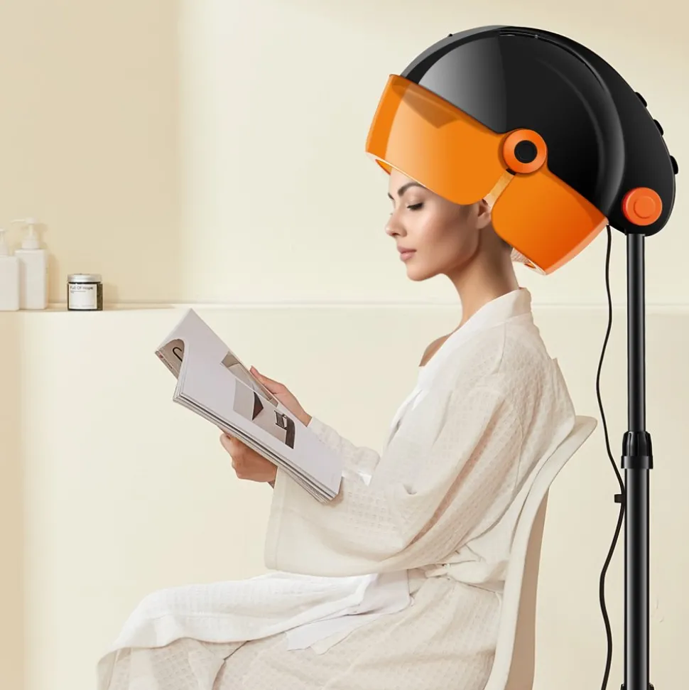 VEVOR Ionic Hood Dryer, 1875W Pro Bonnet Hair Dryer, Timer, 3 Temperature Levels & Adjustable Speed, Mobile Floor Stand with Wheels for Salon & Home Spa
