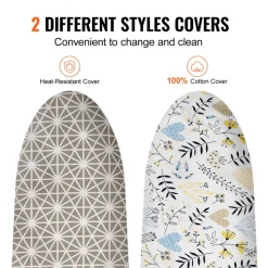 VEVOR Ironing Board with Large 51 x 13 Ironing Surface, Thickened 4 Layers Iron Board with Heat Resistant Cover and 100% Cotton Cover, 7 Adjustable Heights Ironing Board for Home Laundry Room Use