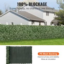 VEVOR Ivy Privacy Fence, 59 x 158in Artificial Green Wall Screen, Greenery Ivy Fence w/ Mesh Cloth Backing and Strengthened Joint, Faux Hedges Vine Leaf Decoration for Outdoor Garden, Yard, Balcony